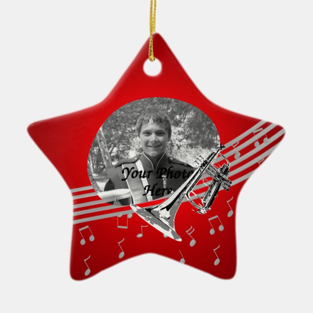 Ornamento De Cerâmica Trompet Music Red (Frente)