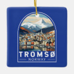 Ornamento De Cerâmica Tromso Norway Viagem Art Vintage<br><div class="desc">Tromso retro vetor viagem design. Tromsø é uma cidade do município de Tromsø no condado de Troms,  Noruega.</div>