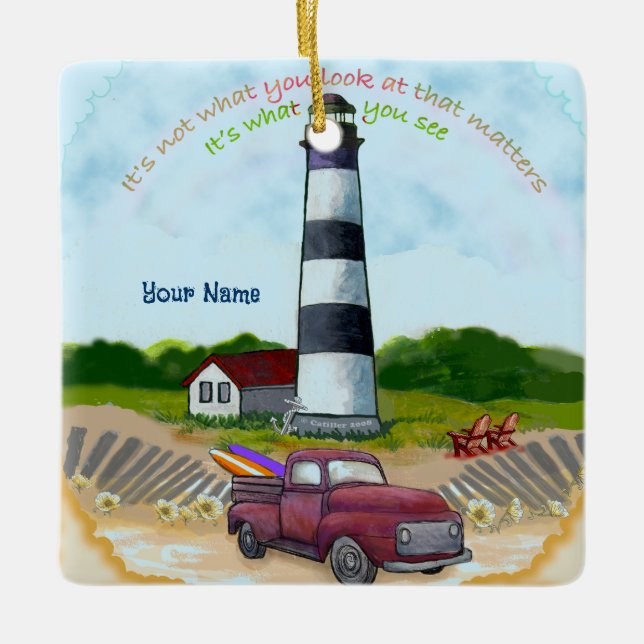 Ornamento De Cerâmica Truck Choice  lighthouse ornament  (Frente)