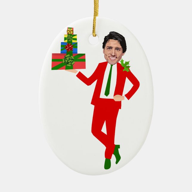 Ornamento De Cerâmica trudeau de Justin do Natal (Frente)
