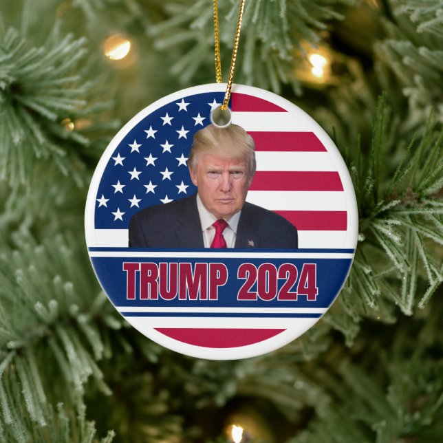 Ornamento De Cerâmica Trump 2024 American Flag (Árvore)