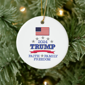 Ornamento De Cerâmica Trump 2024 Faith Family Freedom