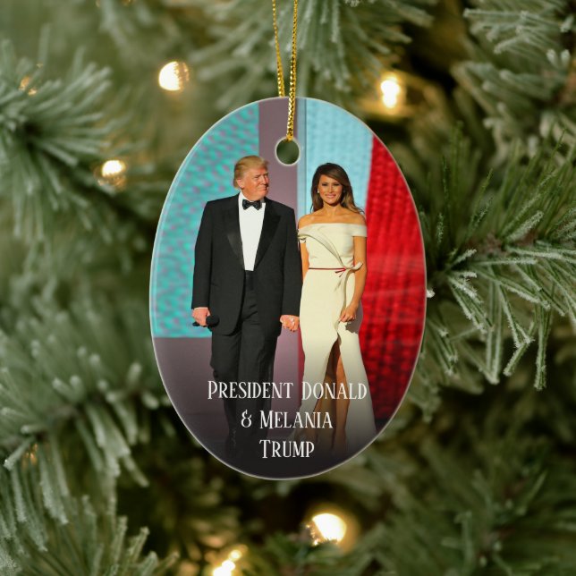 Ornamento De Cerâmica Trump Christmas Elegant Donald and Melania (Árvore)