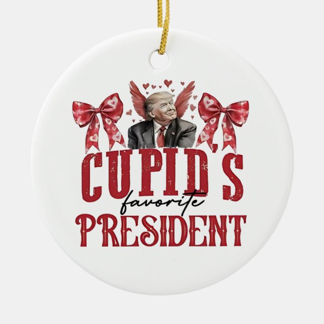 Ornamento De Cerâmica Trump do Presidente Favorito de Cupid (Frente)