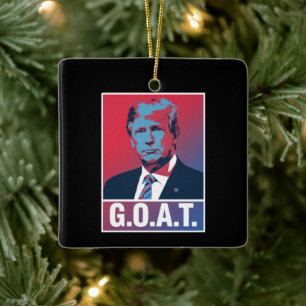 Ornamento De Cerâmica Trump GOAT Eleição 2024 Republicano Vintage