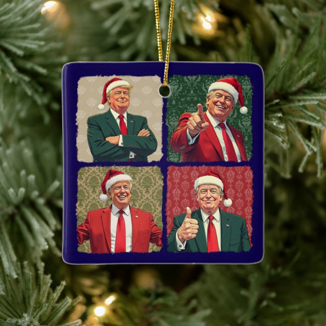 Ornamento De Cerâmica Trump Pop Art Christmas Ornament Patriotic (Árvore)