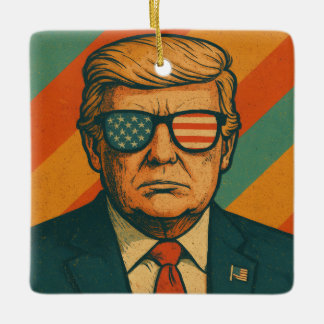 Ornamento De Cerâmica Trump Retro