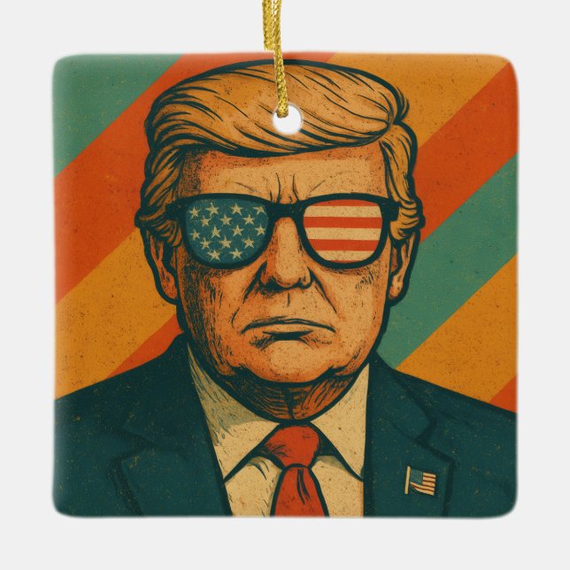 Ornamento De Cerâmica Trump Retro (Frente)