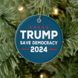 Ornamento De Cerâmica Trump Save Democracy Trump 2024