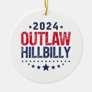 Ornamento De Cerâmica Trump Vance 2024 Fora da Lei Hillbilly Bandeira do