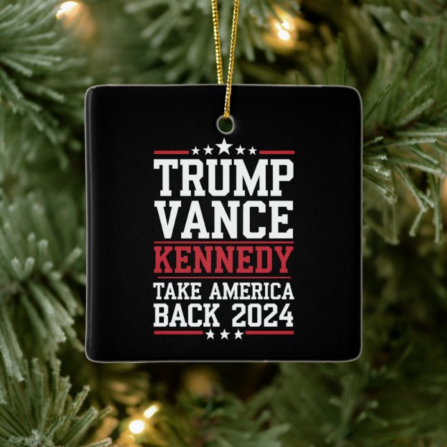 Ornamento De Cerâmica Trump Vance Kennedy Retome A América Novamente (Árvore)