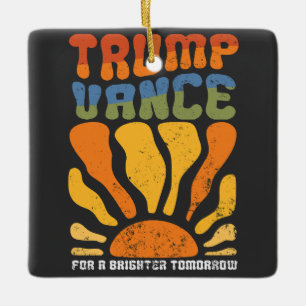 Ornamento De Cerâmica Trump Vance para um amanhã mais brilhante Retro Bo