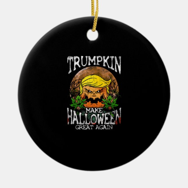 Ornamento De Cerâmica Trumpkin Faça Excelente De Halloween Novamente Pre (Frente)