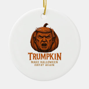 Ornamento De Cerâmica Trumpkin. Faça o Excelente de Halloween novamente
