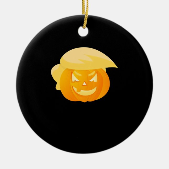 Ornamento De Cerâmica Trumpkin faz Excelente de Halloween (Frente)