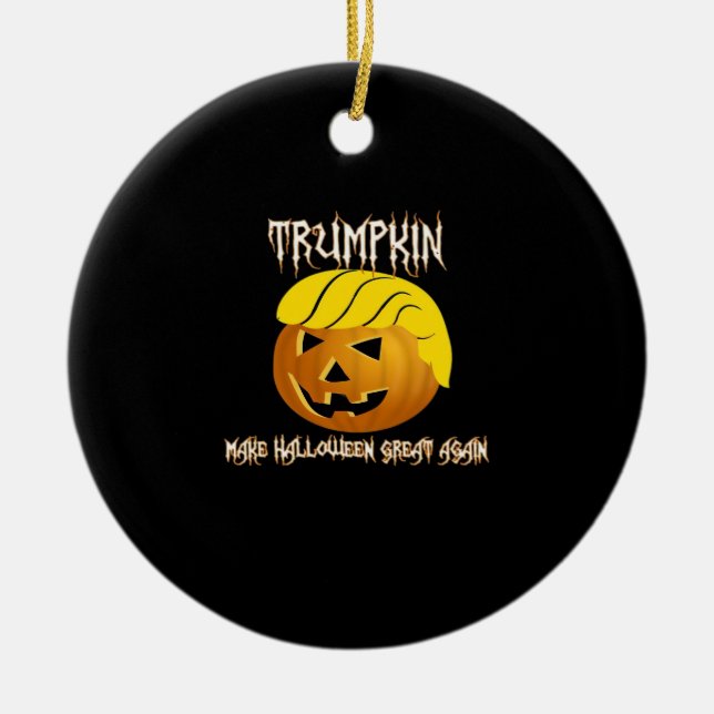 Ornamento De Cerâmica Trumpkin Faz Excelente De Halloween Novamente (Frente)