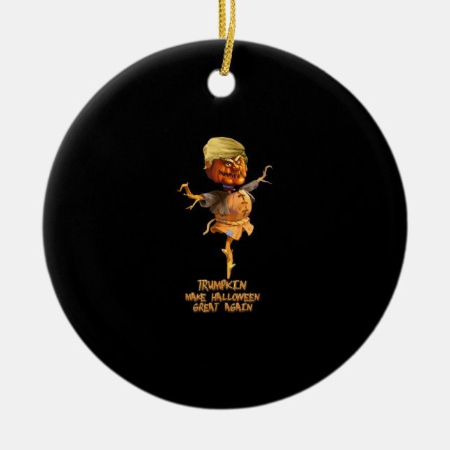 Ornamento De Cerâmica Trumpkin Faz Excelente De Halloween Novamente (Frente)