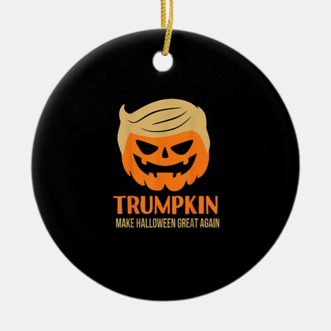 Ornamento De Cerâmica Trumpkin Faz Excelente De Halloween Novamente (Frente)