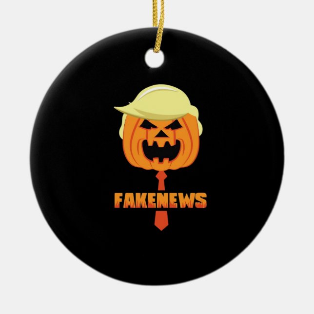 Ornamento De Cerâmica Trumpkin Faz Excelente De Halloween Novamente - No (Frente)