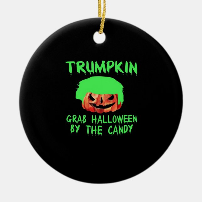 Ornamento De Cerâmica Trumpkin Faz Excelente De Halloween Pegá-Lo De Nov (Frente)