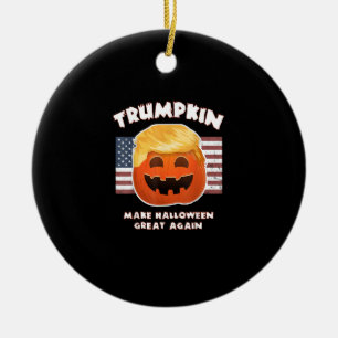 Ornamento De Cerâmica Trumpkin Funny Pumpkin Pie Pun Usa Liberais Hallow