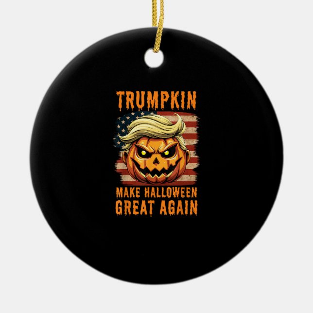 Ornamento De Cerâmica Trumpkin Halloween Pumpkin Faz Excelente De Hallow (Frente)