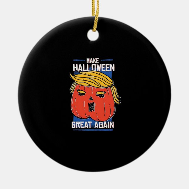 Ornamento De Cerâmica Trumpkin Halloween Pupmkin Clássico (Frente)