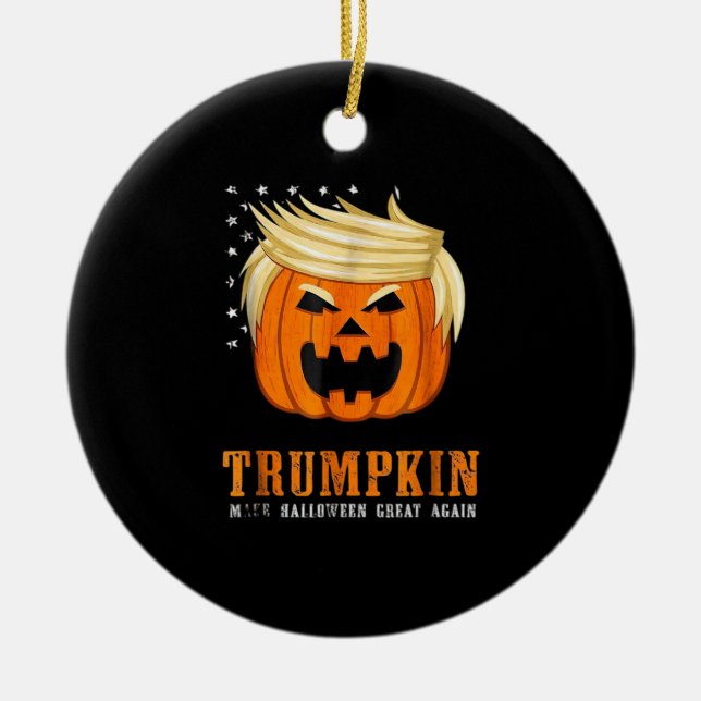 Ornamento De Cerâmica Trumpkin - Melhor Truta de Halloween - Triblend (Frente)
