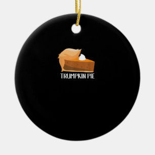 Ornamento De Cerâmica Trumpkin Pie Pumpkin Engraçado Ação de Graças