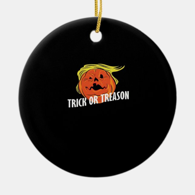 Ornamento De Cerâmica Trumpkin - Trick Ou Traição Halloween (Frente)