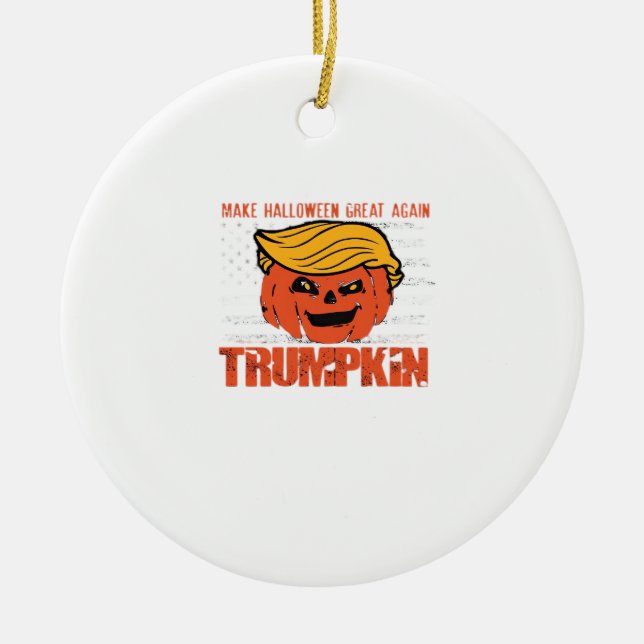 Ornamento De Cerâmica Trumpkin Usa Torna O Excelente De Halloween Novame (Frente)