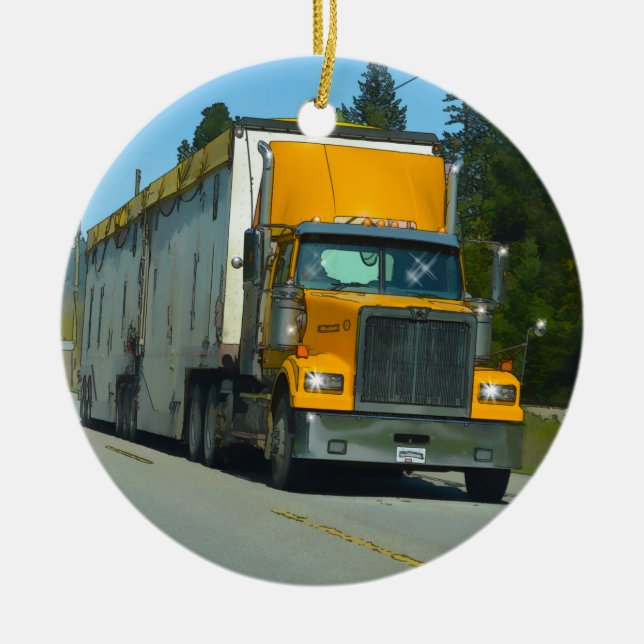 Ornamento De Cerâmica Truque Amarelo Grande e Arte Rodoviária para amant (Frente)