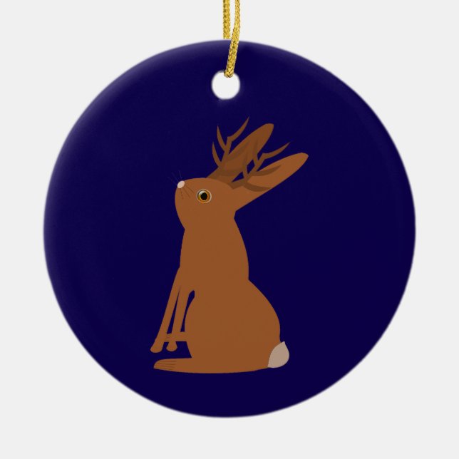 Ornamento De Cerâmica Truque de Jackalope do Halloween ou Nome Personali (Frente)