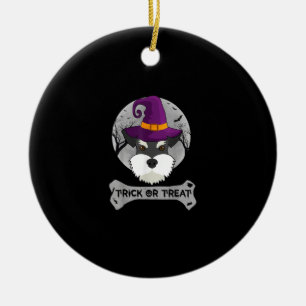 Ornamento De Cerâmica Truque Schnauzer Ou Cão Engraçado No Dia Das Bru