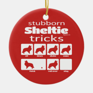 Ornamento De Cerâmica Truques teimosos de Sheltie