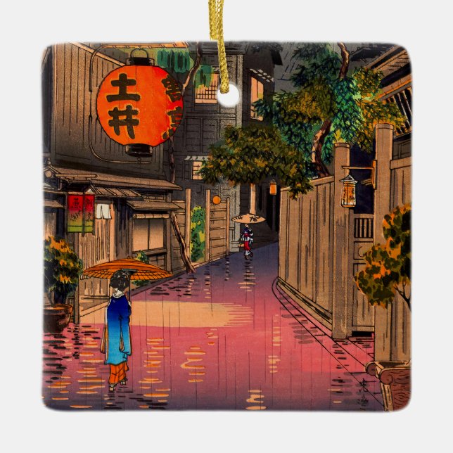 Ornamento De Cerâmica Tsuchiya Koitsu - Noite em Ushigome (Frente)