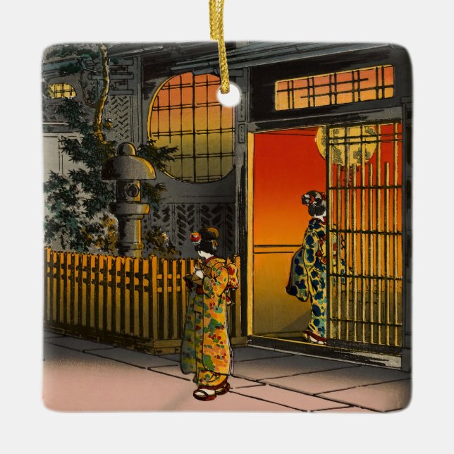 Ornamento De Cerâmica Tsuchiya Koitsu - Side Street Araki em Yotsuya (Frente)