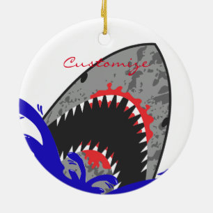 Ornamento De Cerâmica Tubarão Bloody Tubarão Thunder_Cove