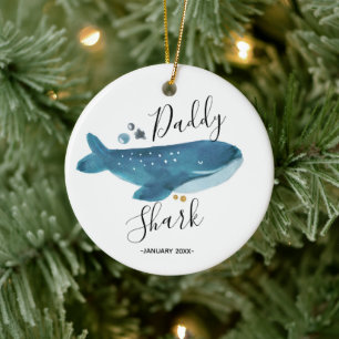Ornamento De Cerâmica Tubarão Pai - Anúncio de gravidez para Pai