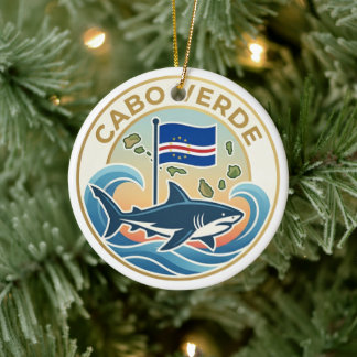 Ornamento De Cerâmica Tubarões Azuis - Cabo Verde