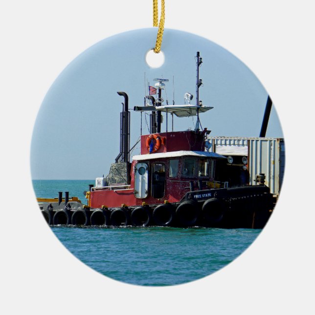 Ornamento De Cerâmica Tug no Trabalho (Frente)