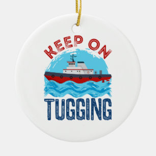 Ornamento De Cerâmica Tugboat Continue na tubulação