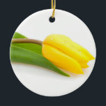 Ornamento De Cerâmica Tulipa amarela<br><div class="desc">Tulipa amarela fresca</div>
