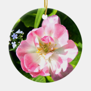 Ornamento De Cerâmica Tulipa rosa-branca