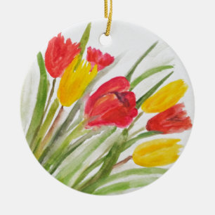 Ornamento De Cerâmica Tulipas