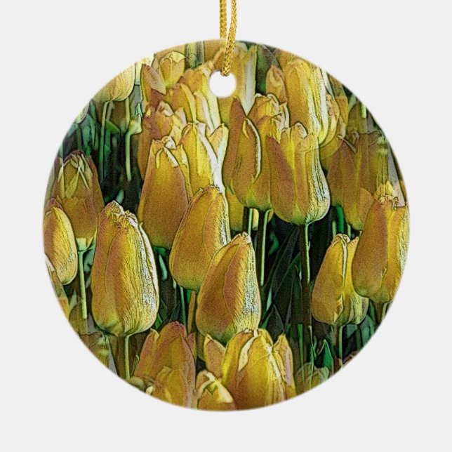 Ornamento De Cerâmica Tulipas Amarelas Sunshine (Frente)