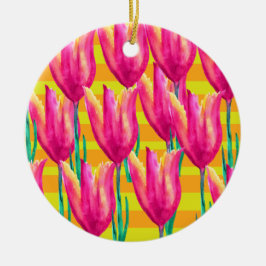 Ornamento De Cerâmica Tulips Holandês, Stripes Circle Ornament