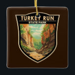 Ornamento De Cerâmica Turkey Run State Park Indiana Viagem Art Vintage<br><div class="desc">O Parque Estadual da Turquia corre num estilo de arte vetorial. A Turkey Run inclui também um sistema de trilhas,  Rocky Hollow Falls Canyon Nature Preserve,  uma ponte suspensa sobre Sugar Creek,  locais de acampamento e outras áreas recreativas.</div>