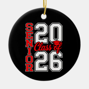 Ornamento De Cerâmica Turma De 2026 Senior 26 Vermelho Graduação Graduad