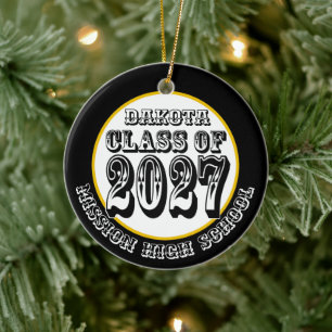 Ornamento De Cerâmica Turma de 2027 Foto da Formatura Ocidental